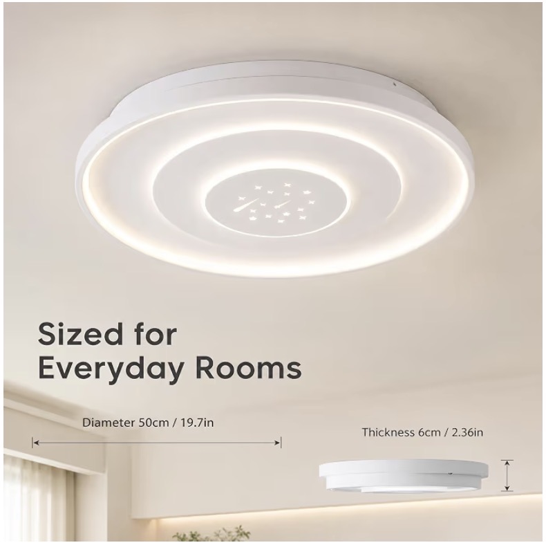 Additional image of YATAI Modern Round LED Ceiling Light, 100W Built-In LED Fixture with Three-Color Dimming