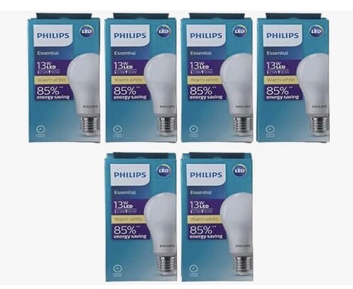 Philips Essential LED Bulb 13W E27 3000K Warm White - 6 PCS Pack
